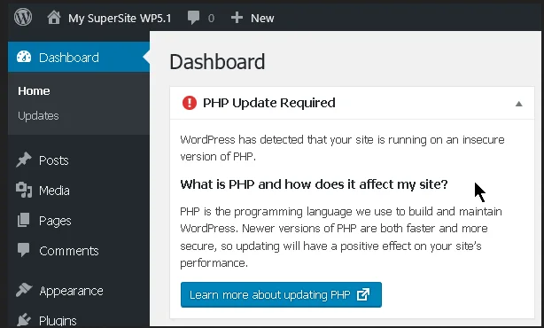 Once again about outdated PHP versions Vananenud PHP